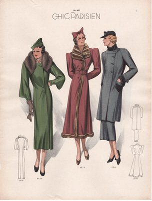 Vintage French fashion prints 1936